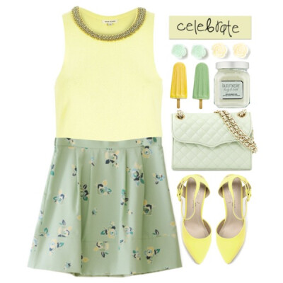 A fashion look from April 2015 featuring yellow top, summer skirts and high heel shoes. Browse and shop related looks.