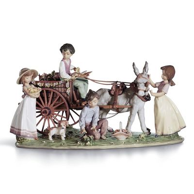 代购 限量代购 西班牙Lladro Children雅致工艺品 摆件 出行 29X47cm