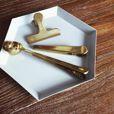 coznap select进口丹麦HAY北欧设计金铜色封口夹食品夹 咖啡勺