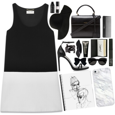 A fashion look from April 2015 featuring black sleeveless cocktail dress, kohl shoes and yves saint laurent purses. Browse and shop related looks.