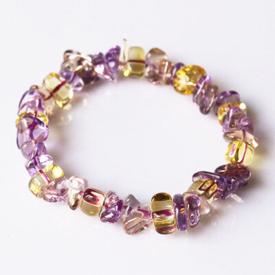 2015天然紫黄水晶 碎石水晶手链