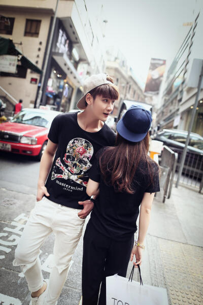 CNM先生2015夏装韩版骷髅头短袖T恤情侣装