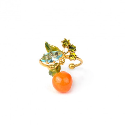 Bague ajustable orange et petites pierres