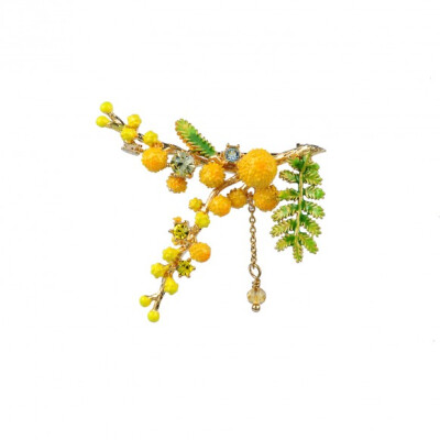 Broche branche de mimosa