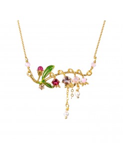 Collier brin de muguet rose