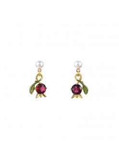 Boucles d'oreilles clochette de muguet fuchsia