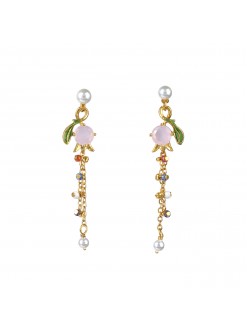 Boucles d'oreilles clochette de muguet roses et pampilles