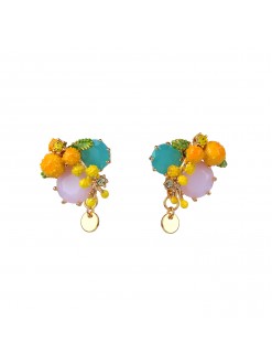 Boucles d'oreilles clip mimosa et verre taillé