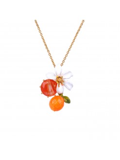 Collier fleur d'oranger, orange et verre taillé