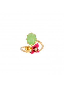 Bague fleur imaginaire rose et verre taillé