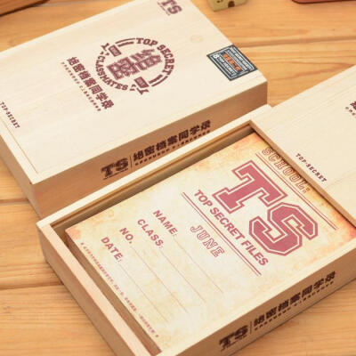 韩国创意复古同学录 木制同学录 纪念册 活页木盒装同学录