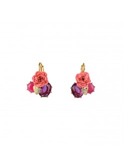 Boucles d'oreilles rose, papillon et verre taillé