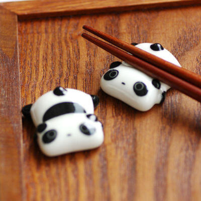 zakka摆件 餐具陶瓷熊猫筷架 筷枕托 卡通熊猫筷托 筷子托 筷子架