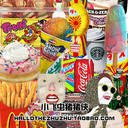 原宿风食品物品 电脑/手机/安卓/苹果 183张png卡通免抠贴图素材 链接：http://item.taobao.com/item.htm?id=43543557983【手绘 插画 卡通 photshop 美图秀秀素材图标 表情 设计 】淘宝链接HAOLLOTHEZHUZHU.TAOBAO.COM或搜索淘宝店铺 小飞虫猪猪侠