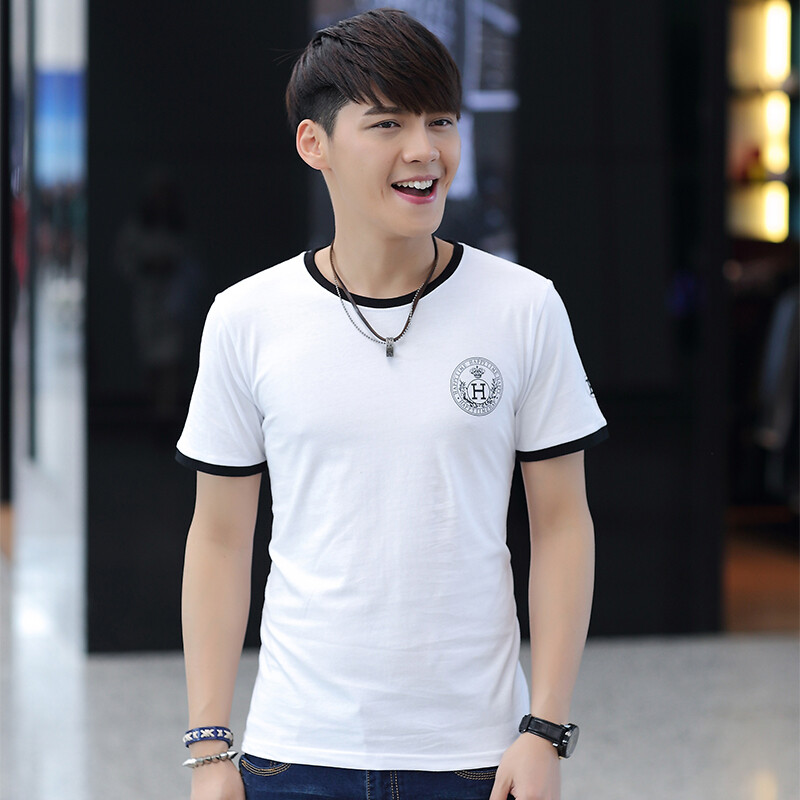 夏装新款男士短袖t恤韩版修身圆领短袖打底衫男式休闲纯棉T恤汗衫