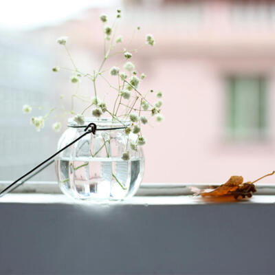 zakka日式南瓜玻璃小挂瓶 铁线提手烛台 吊挂小花瓶花器摆设装饰