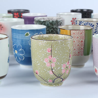 日式和风陶瓷茶杯 手绘花卉茶杯 品茗杯子 和风创意随手杯 水杯瓷