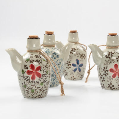 日式陶瓷餐具 创意复古陶瓷酱油壶 醋瓶油瓶 调味罐 调味料瓶