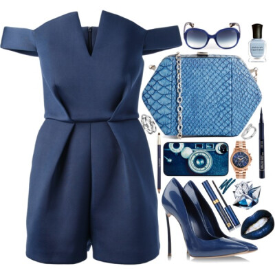 A fashion look from April 2014 featuring off shoulder jumpsuit, leather pumps and python handbag. Browse and shop related looks.