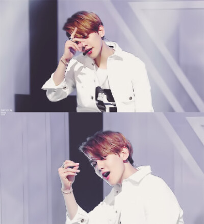 #边伯贤##BAEKHYUN# 150415 SHOW CHAMPION 'CALL ME BABY' 伯贤 CAP + GIF - 今天的纯白色Hey girl~ (cr.zg_exo,BAEKSUNI)