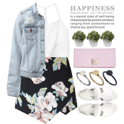 A fashion look from April 2015 featuring strappy top, blue jean jacket and golf skirts. Browse and shop related looks.