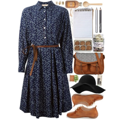 A fashion look from April 2015 featuring blue shirt dress, pikolinos footwear and brown cross body bag. Browse and shop related looks.