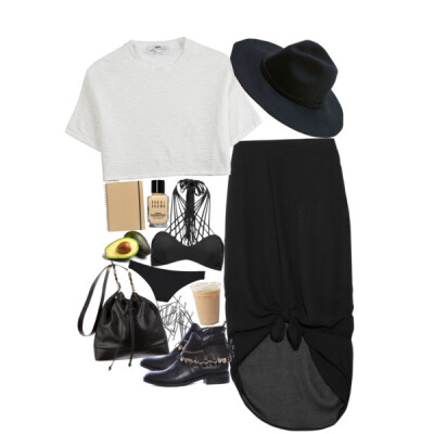 A fashion look from April 2015 featuring crop tee, Minimarket and black tankini top. Browse and shop related looks.