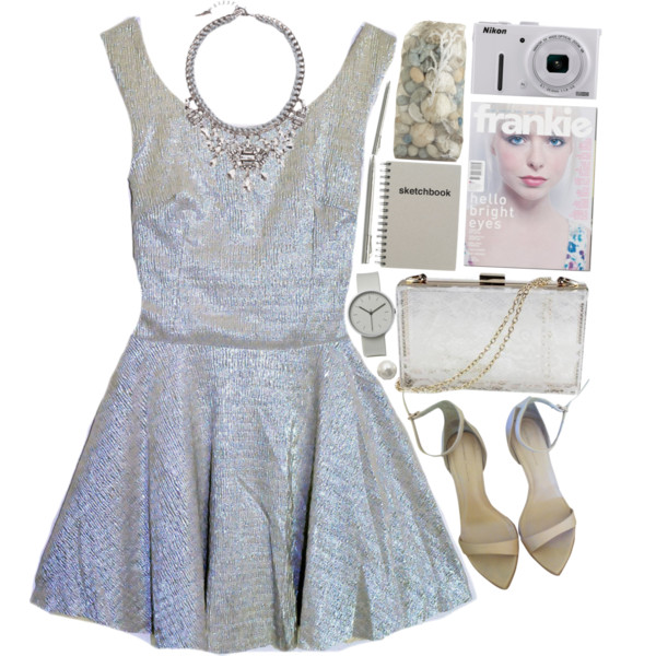 A fashion look from July 2014 featuring nude pumps, white purse and bracelet watches. Browse and shop related looks.