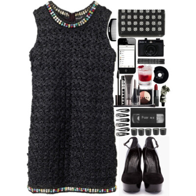 A fashion look from December 2013 featuring black round toe pumps, stella mccartney purses and black hair accessories. Browse and shop related looks.