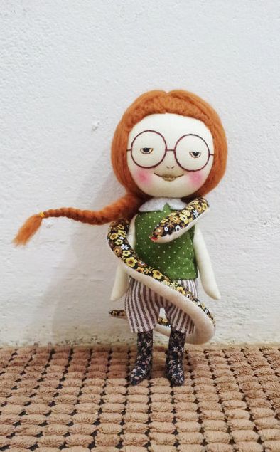 Girl with her snake~Doll by EEchingHandmade