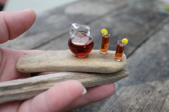 Miniature Beach Drinks Driftwood with by LandscapesNMiniature, $15.00