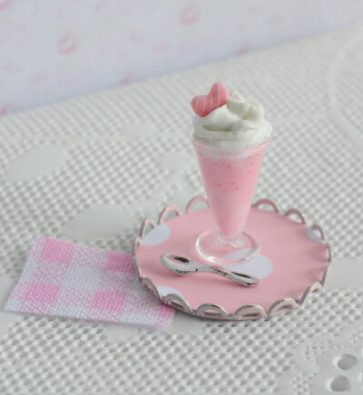 Miniature Strawberry Shake with Whipped Cream by CuteinMiniature