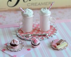 Miniature Strawberry Milk Shakes by CuteinMiniature on Etsy