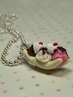 Miniature Food Jewelry Banana Split Sundae by kawaiibuddies, $22.00