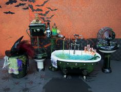 how to make miniture doll house halloween items | 19th Day Miniatures Works in Progress: Dollhouse Miniature Witch Bath ...