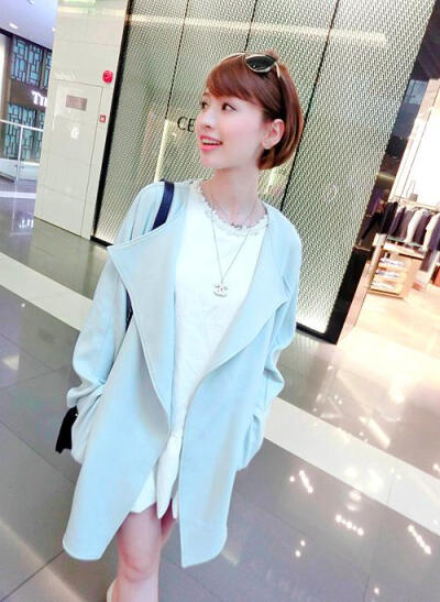 番茄自制 不可抗拒的大牌好版型风衣 气质清新冰激凌色长开衫外套