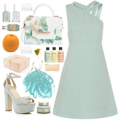 A fashion look from April 2015 featuring linen dress, high heel platform shoes and white tote bag. Browse and shop related looks.