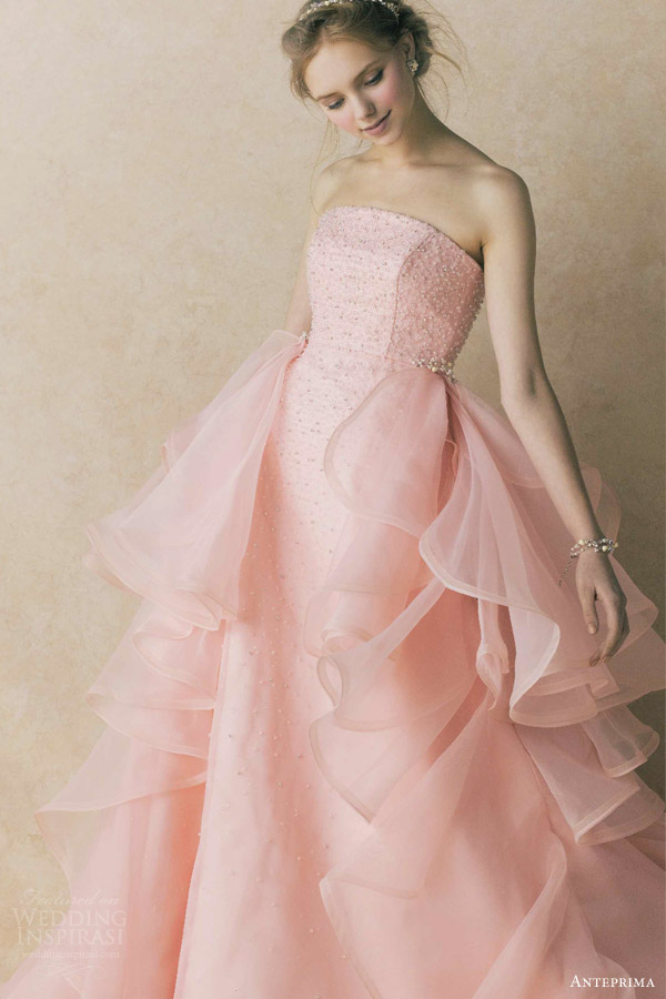 column gown wedding side tulle ruffles wedding dress ant0067婚纱