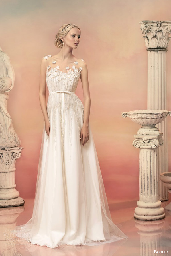 papilio bridal 2015 cleopatra sleeveless empire wedding dress illusion bodice婚纱 礼服 裙子 时尚 摄影