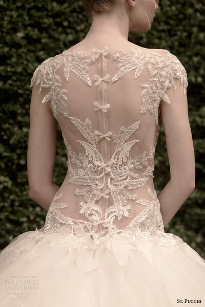 st pucchi bridal 2014 2015 lana cap sleeve ball gown wedding dress illusion back view婚纱 礼服 裙子 时尚 摄影