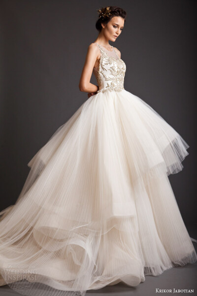 krikor jabotian spring 2014 akhtamar couture wedding dress sleeveless side view婚纱 礼服 裙子 时尚 摄影