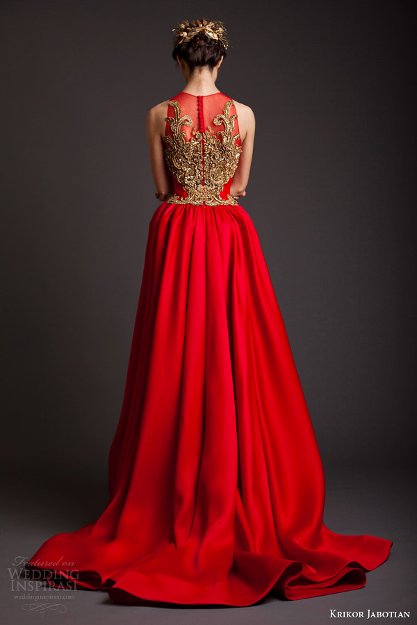 krikor jabotian couture spring 2014 akhtamar sleeveless red gown back view embroidery婚纱 礼服 裙子 时尚 摄影