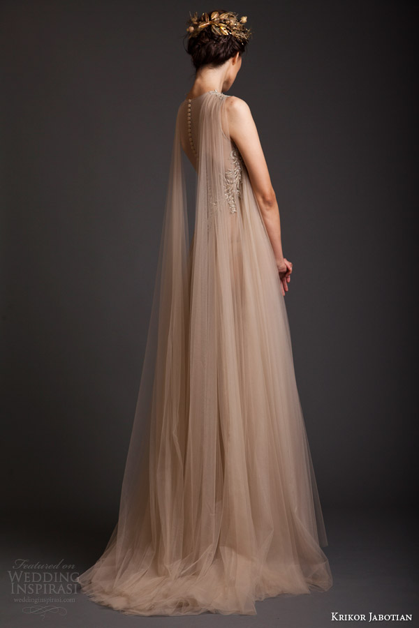 krikor jabotian couture spring 2014 sleeveless ethereal dress back view婚纱 礼服 裙子 时尚 摄影