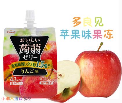 日本进口食品 多良见苹果果汁蒟蒻魔芋果冻 水果冻 高纤低脂150g