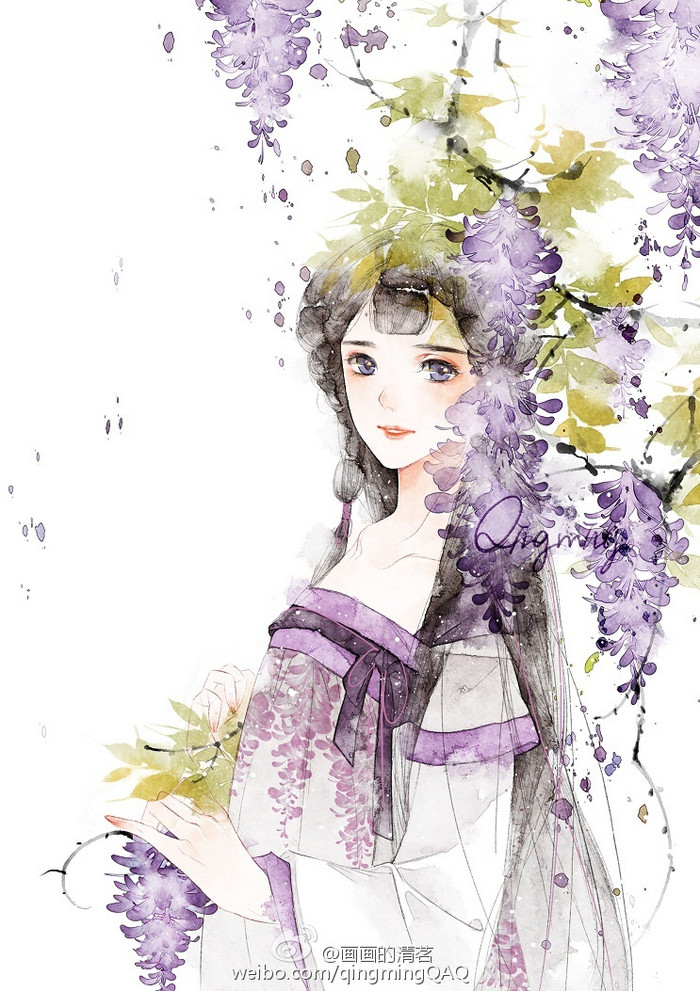 醉花阴-清茗_插画,原创,古风,小清新,水墨,水彩