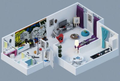 pop art apartment layout