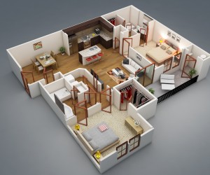 A two bedroom with a bit of privacy? Yes, it is indeed possible! The placement of the two bedrooms in this apartment plan ensures that you and your guests feel comfortable in your own spaces. Each bed…