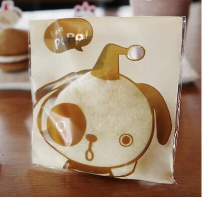 米黄底啡色小狗POPO 糖袋 饼干袋 西点袋 饼干礼物包装 自粘袋