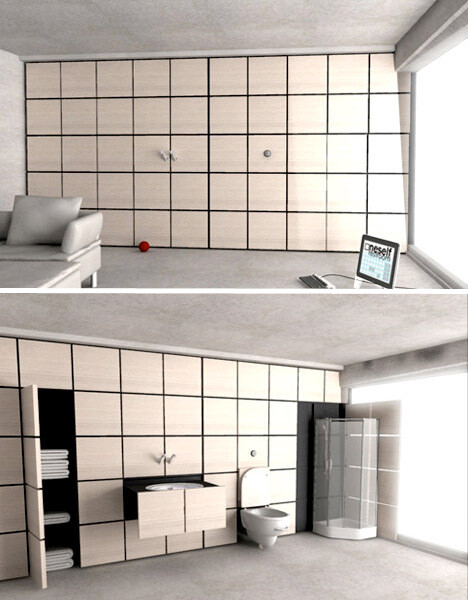 精致简洁的组装或一体化浴室解决了在极小房间里添加的额外奢侈感问题。接下来介绍几个有趣的节省空间式卫浴概念设计。| 广东省卫浴商会 官网
