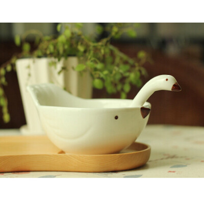 快到碗里来 zakka创意日式卡通小鸟陶瓷碗 儿童汤碗 碗碟筷架套装